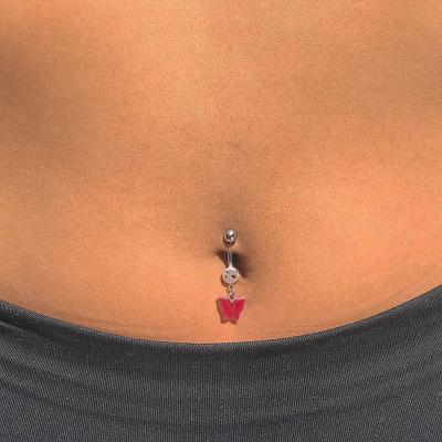 China Multi Customized Romantic Jewelry Navel Ring Crystal Pendant Stainless Steel Piercing High Quality Fashion Pattern for sale