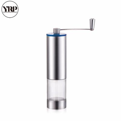 China YRP Durable Portable Manual Washable Ceramic Coffee Bean Grinder with Transparent Aluminum Alloy Glass Body Coffee Grinder Bartender Tools for sale