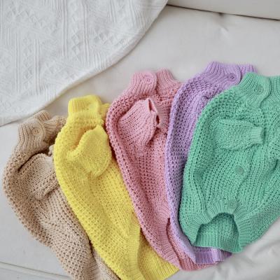 China Sustainable Dog Clothes Thickened Solid Color Soft Candy Knitted Pet Sweater Warm Small And Medium Dog And Cat Clothes for sale