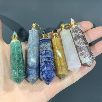 China Europe Point Shape Natural Gemstones Perfume Bottles Essential Oil Bottles Crystal Therapy Bottles for sale