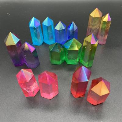 China Europe colorful irregular size natural aura quartz crystal points healing crystal stones crystal towers for sale