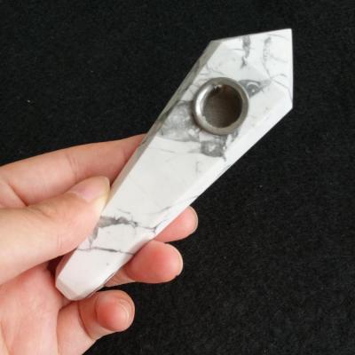 China Europe 11-15cm Natural Howlite Stone Engraving Carving Type Natural Turquoise Quartz Pipe Crystal Quartz Smoking Pipe Wholesale for sale