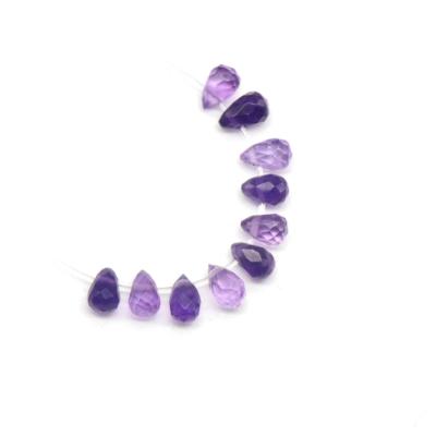 China Europe Natural Amethyst Round Water Droplet Hole Cut Horizontal Surface Loose Beads 10 Accessories Bracelet Earrings Diy Handmade Hairp for sale