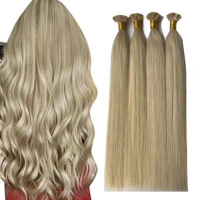 China Hot Platinum Blonde Straight Keratin Flat Tip Hair Extensions Real Remy Human Hair Long Straight 50g 50strands 22 inch fusion for sale