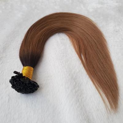 China 100% Invisible Straight Drawn Straight Ombre Brown Color Real Hair Double Cuticle Lined Raw Virgin Hair Extensions Hair U Tip for sale