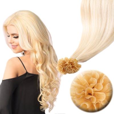 China Factory wholesale 100% straight virgin remy raw cuticle aligned blonde color U tip hair extensions European straight hair style for sale