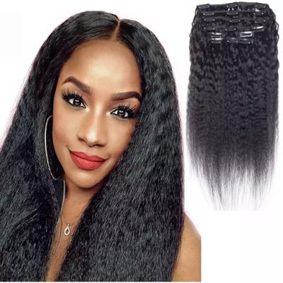 China Fashion 2023 New Design 100% Real Black Color Natural Curly Russian Virgin Straight Hair Weave Seamless Clip In Hair Extension for sale