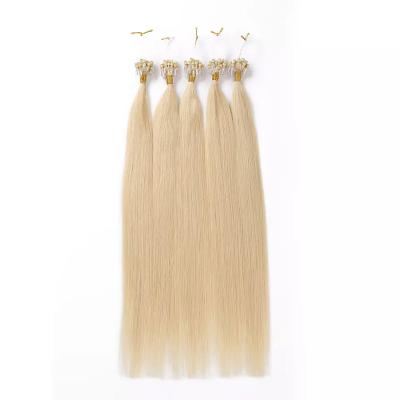 China Straight 100% Real Human Hair Micro Loop Ring Silky Straight Blonde Raw Blonde Raw Brazilian Cuticle Aligned Mirco Ring Links Hair Extensions for sale