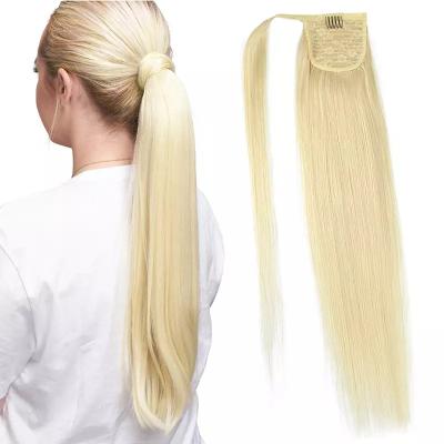 China Wholesale 100% Virgin Hair Bundle Color Extension Real Long Cuticle Aligned Hair Ponytail X-Ring Brazilian Straight Blonde Raw Hair for sale