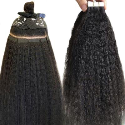 China Straight Raw Indian Virgin Indian Virgin Curly Straight Tape In Hair Extensions Natural Black Niawigs 40pcs 100G Color Women 20 Inches for sale