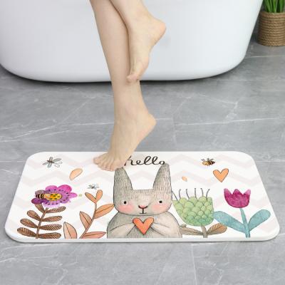 China New Product Washable Durable Fast Water Absorbent Diatomite Bath And Foot Painting Thin Mats With Printed Logo for sale