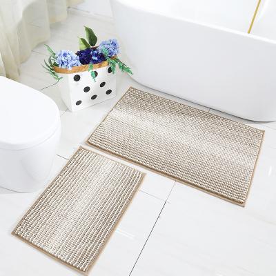 China Sustainable Chenille Non Slip Rubber Bath Bathroom Cover Set Water Absorbent Floor Mat for sale