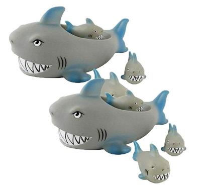 China MODEL TOY shape Gray Rubber Shark Family Bathtub water jet the plastic Squirt Stress Vinyl Bath squeaky toy for sale