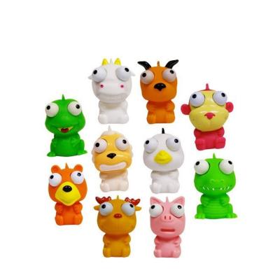 China Animal Duct Key Chain MODEL TOY Dinosaur Anti Stress Ball Squeezing Snap Eyes Doll Toys Anti Stress Ball Vinyl Toy for sale