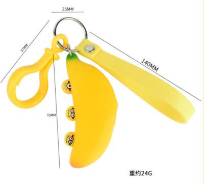 China Funny Expression Rubber Banana Noise Compression Cartoon Key Chain, Cute Decompression Toy Keychain Ring Car Keychain Bag Pendant for sale