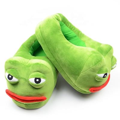 China OEM Warm Stuffed Custom Men's Toy Lightweight Winter Plush Frog Slippers For Adult for sale