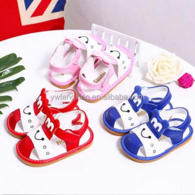 China Unique Squeaky Kids Cotton Fabric Baby Boy Girls Cartoon Soft Anti-skid Shoes Newborn Squeaky Sneakers for sale