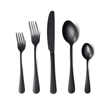 China Viable 304 Stainless Steel Matte Black Flatware Set 5Pcs Metal Cutlery In Box for sale