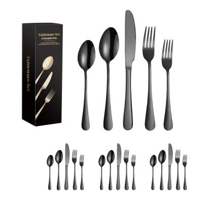 China Amazon Top Sale 20pcs Flatware Silver Spoon Fork Silverware Stainless Steel Viable Cutlery Set Matte Gold Black for sale