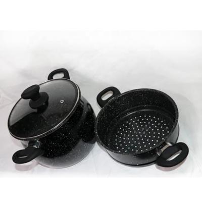 China 2 Rows Stick Non- Stick Aluminum Induction Couscous Pot 26/30/34/38cm Wholesale Viable Black for sale