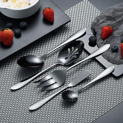 China Sustainable Restaurant Diamond Cutlery Set Black Flatware Set Stainless Steel Dinnerware Cutlery Sets for sale