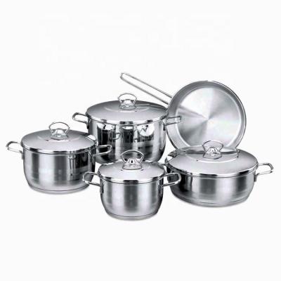 China 9PCS 18/10 Induction 304 Stainless Steel Cookware Set Dome Lid 18/8 Steel Viable Frying Pan for sale