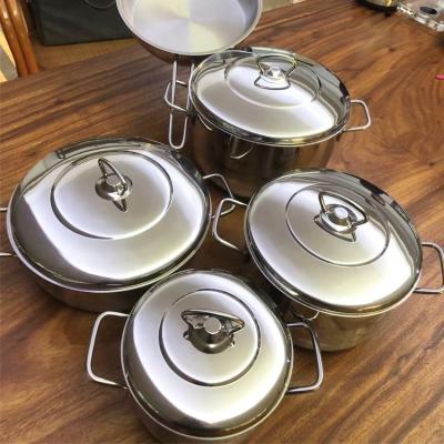 China Sustainable Factory Price 9pcs 304 Stainless Steel Kitchen Cookware Sets With Lid for sale