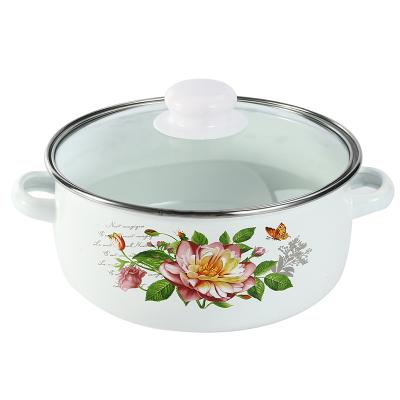 China Sustainable Kitchen Ware Healthy Enamel Casserole Cream Cookware Cooking Pot Sets for sale