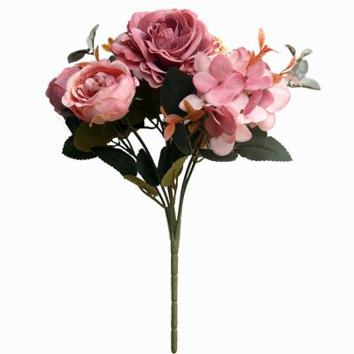 China Popular Hot in 2022 snow rose rose simulation flower creative bouquet natural style decoration table tea table flower decoration for sale