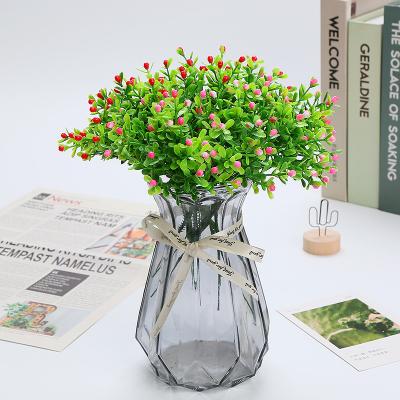 China European Wholesale mini Artificial flower green plants potted decorative plants small plastic flowers single Milan grain for sale