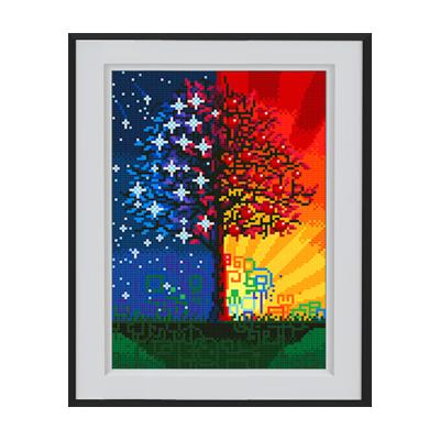 China CREATIVE 5d Sunrise With Glowing Luminous Rhinestones Diamond Embroidery Wall Decor Diy Diamond Painting Kit Home Study Night Tree for sale