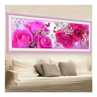 China Modern Partial Pink Rose Diamond Embroidery Wall Art Diy 5d Diamond Painting Cross Stitch Round Drill Decor for sale