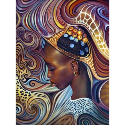 China Modern Diy 5d Diamond Painting Full Drill Abstract Wrapped African Woman Painting By Diamond Embroidery Home Decor Unique Gift for sale