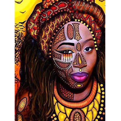 China Full Drill Modern Diy 5d Diamond Painting Tattooed African Woman Picture Printing Diamond Embroidery Wall Art For Living Room for sale