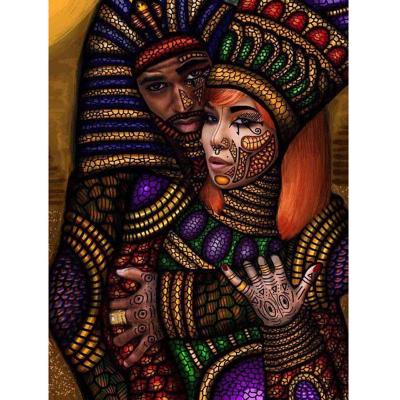 China Modern Drawing of Diy Diamond Embroidery Decoration Wall Art of Needlework 5d Diamond Painting Full Drill African Men and Women for sale