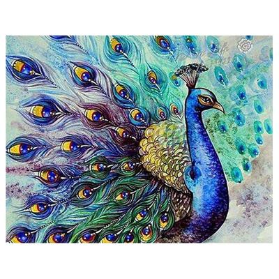 China Peacock Modern Handmade Wall Bule Cross Stitch Diamond Painting Full Drill Embroidery Home Decor for sale