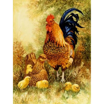 China Diy Full Drill 5d Diamond Painting The Harmonious Chicken Family Diamond Embroidery Animal Picture Indoor Modern Home Decor Wall for sale