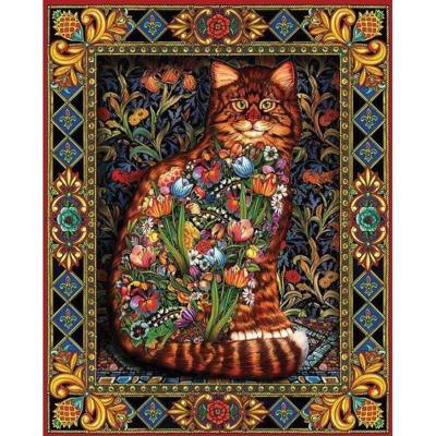 China Modern 5d Diy Diamond Painting Cat And Flower Pattern Craft Painting Diamond Embroidery Decorative Porcelain Wall Art for sale