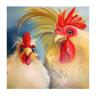 China Diy Modern Wall Art Decor Two White Roosters Diamond Painting With Full Drill Covered Round Resin Diamond On Canvas Embroidery for sale