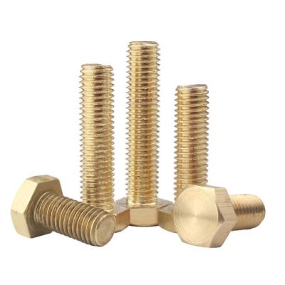 China Hardware Brass Fasteners Hex Nuts Bolts Yellow Metal Brass Copper Hex Bolt DIN933 for sale