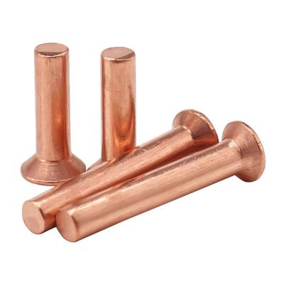 China Zhuoqi Electronic Copper Percussion Countersunk Head Rivets Flat Head Solid Rivets Flat Cone Head Copper Rivets for sale