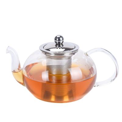 China Sustainable 1.2 Liter Hotel Glass Tea Brewer With Stainless Strainer And Lid for sale