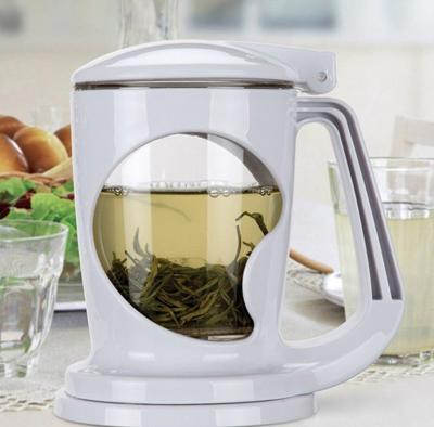 China Sustainable White Plastic Brewing Magic 400ml Tea Maker, Easy Tea Time for sale