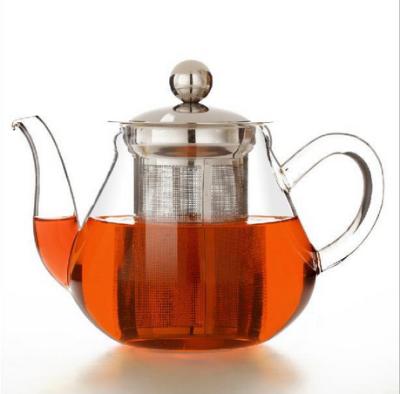 China Sustainable Pyrex Glass Teapot With Moroccan Stainless Steel Teapot Strainer And Lid for sale