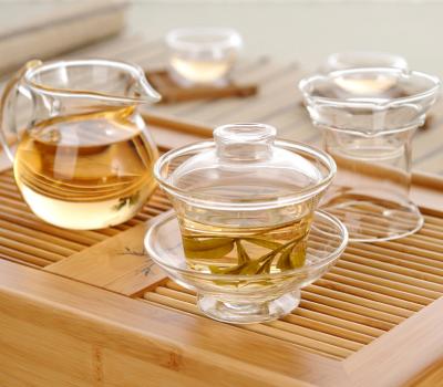 China Sustainable Borosilicate Chinese Kungfu Gaiwan Tea Set Equity Glass Traditional Tea Cup for sale