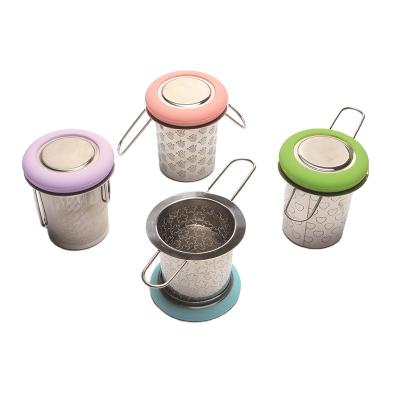 China WITH LID Folding Handle Tea Filter Good Mesh Strainer Tea Infuser Basket Extra With Lid for sale