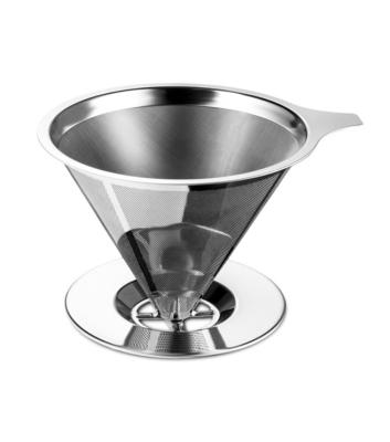 China Sustainable 4cup Pour Over Coffee Filter - Stainless Steel Drip Cone Dripper With Stand for sale