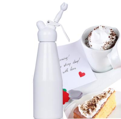 China Sustainable 500ml Whipped Cream Dispenser With 3 Silver Spouts Canister And Metal Decoration Top for sale