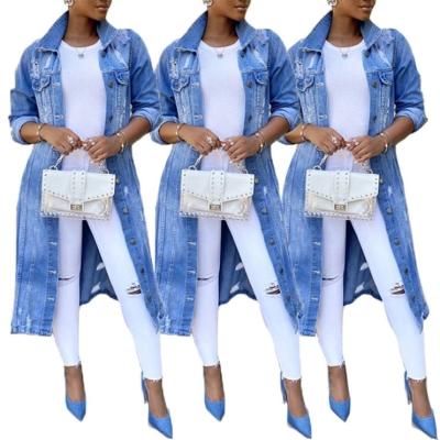 China Autumn Ladies Jeans Jacket Denim Coat Fall 2021 Fashion Women Clothes Anti-pilling Casual Women Tops for sale