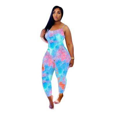 China One-piece fashion 2021 women's jumpsuits and rompers rainbow women's best-selling breathable tie dye jumpsuits for sale